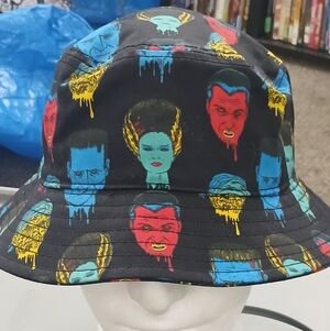 Universal Monster Bucket Hat Frankenstein, Bride, Dracula Retro Print Horror
